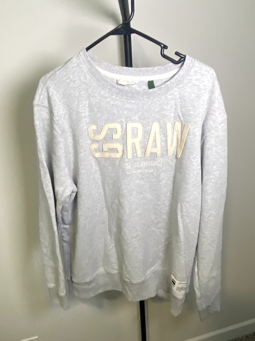 L-064 G-Star Raw Gray Crewneck Sweatshirt "Just The Product" Men's Logo Graphic